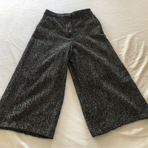 Massimo Dutti Women's Wide Leg Tweed Gaucho Pants Size 10 Wool Blend High Rise